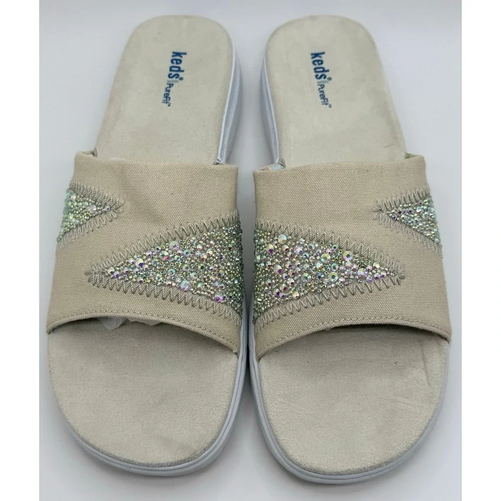 ✨ Sparkle & Stroll Keds Slides ~ Upcycled Glam Comfort ✨Women's Sz 10